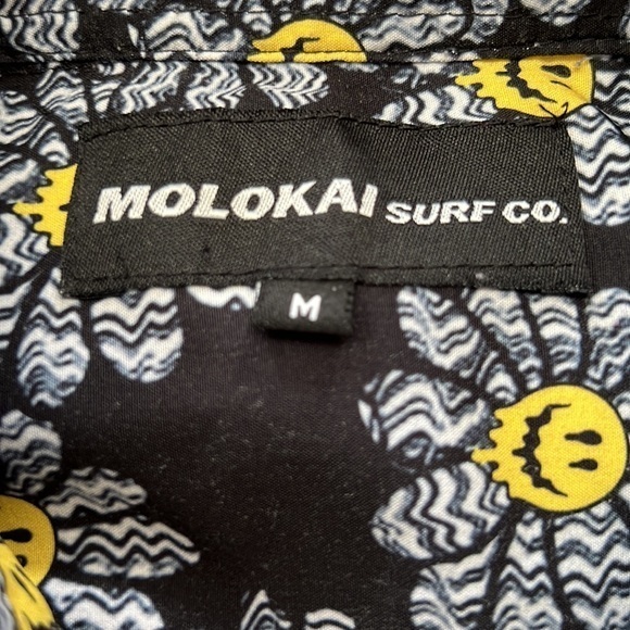 Molokai Mens daisy flower happy‎ face shirt sleeve shirt polyester size M - Picture 4 of 6